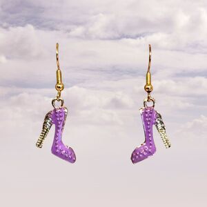 Enamel Purple High Heel Shoe Earrings #2056